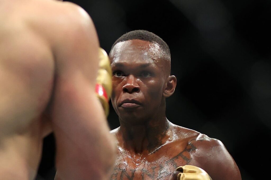 Israel Adesanya and Joe Pyfer facing off ahead of their UFC middleweight bout in Seattle