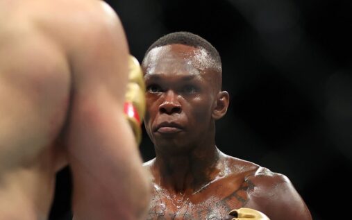 Israel Adesanya and Joe Pyfer facing off ahead of their UFC middleweight bout in Seattle