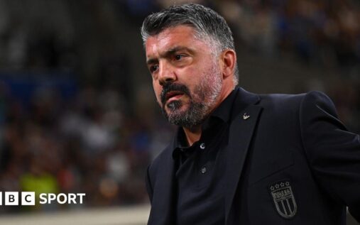 Gennaro Gattuso shouting instructions from the touchline while managing the Italy national team