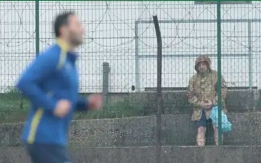 Italy goalkeeper Gianluigi Donnarumma speaking at a press conference ahead of the World Cup play-off against Bosnia