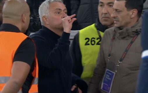 Jose Mourinho gesturing on the touchline while managing Benfica