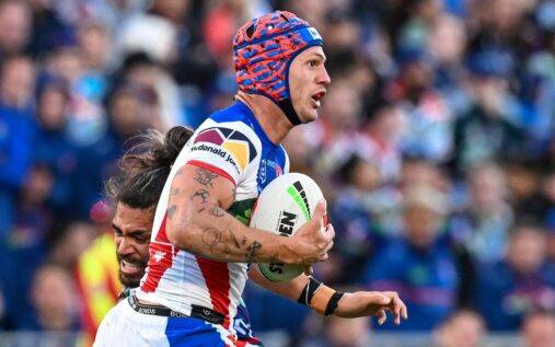 Kalyn Ponga playing rugby league for the Newcastle Knights