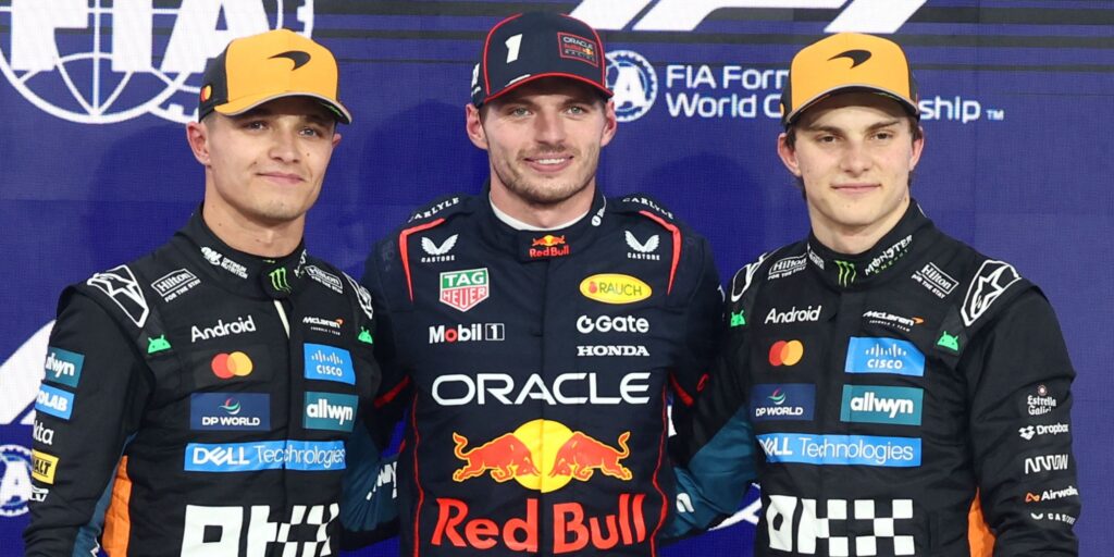 Lando Norris in his McLaren race suit looking focused ahead of the Australian Grand Prix