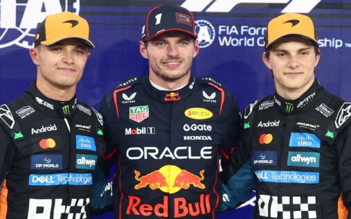 Lando Norris in his McLaren race suit looking focused ahead of the Australian Grand Prix