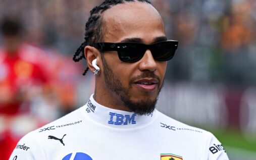 Lewis Hamilton driving the Ferrari SF-26 featuring the rotating macarena rear wing