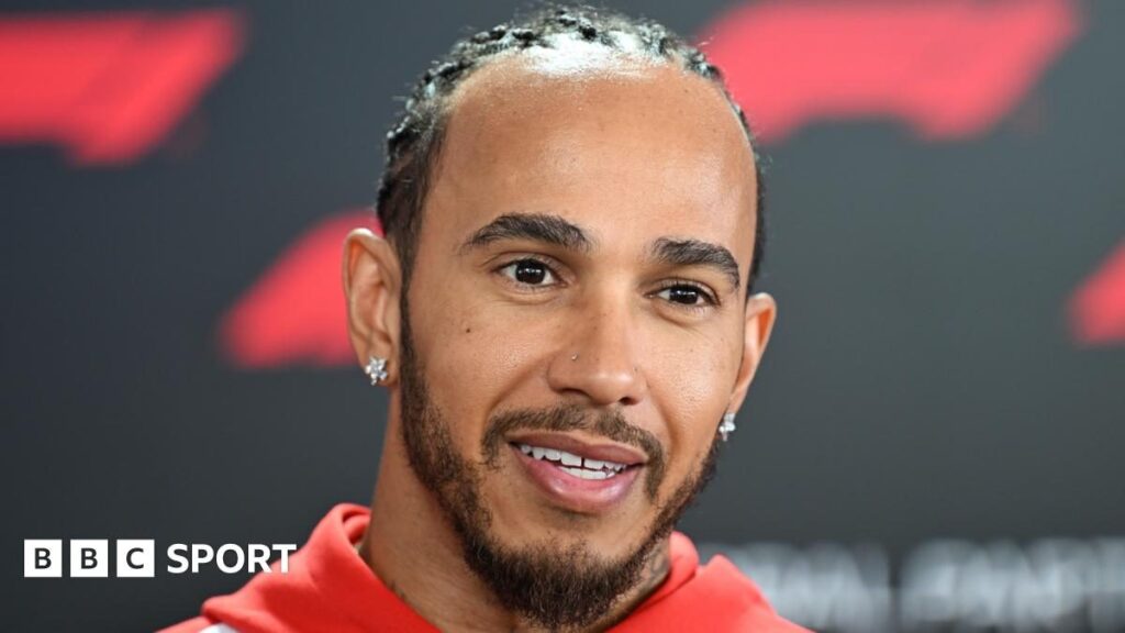 Lewis Hamilton driving his Ferrari Formula 1 car during a thrilling grand prix battle on track