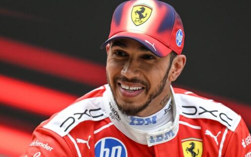 Lewis Hamilton driving his Ferrari during the Chinese Grand Prix