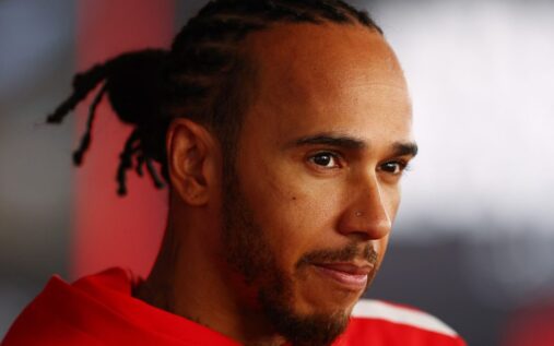 Lewis Hamilton driving his Ferrari during Friday practice at the Japanese Grand Prix