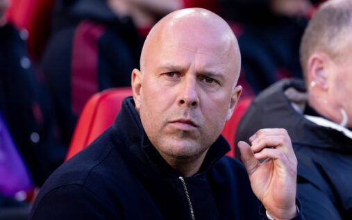 Liverpool manager Arne Slot watching his team from the touchline