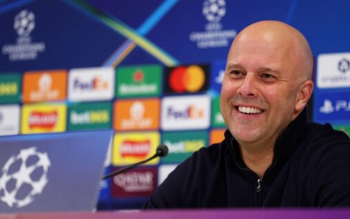 Arne Slot managing Liverpool from the touchline during a Champions League match