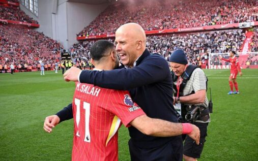 Liverpool manager Arne Slot looking concerned on the touchline