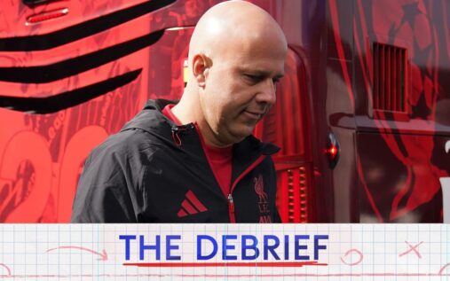 Arne Slot looking visibly frustrated on the touchline during a Liverpool match