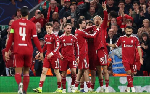 Arne Slot looking concerned on the touchline during a Liverpool Premier League match
