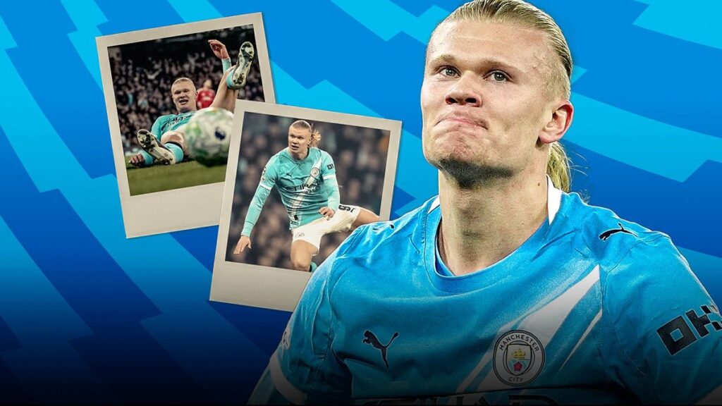 Erling Haaland looking dejected during a Manchester City match