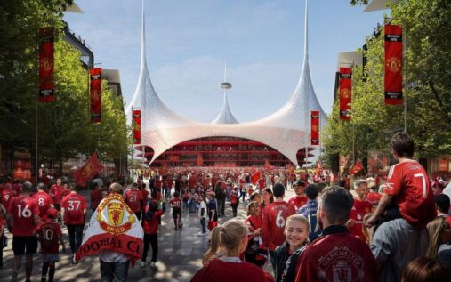 Exterior view of the Old Trafford stadium in Manchester