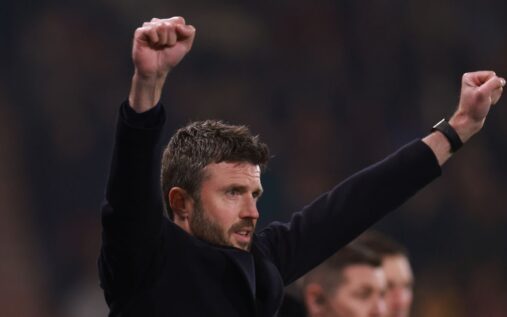 Manchester United interim manager Michael Carrick giving instructions on the touchline during a Premier League match