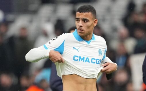 Mason Greenwood looking on during a competitive football match