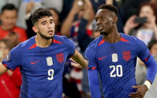 USMNT manager Mauricio Pochettino watching intently from the touchline