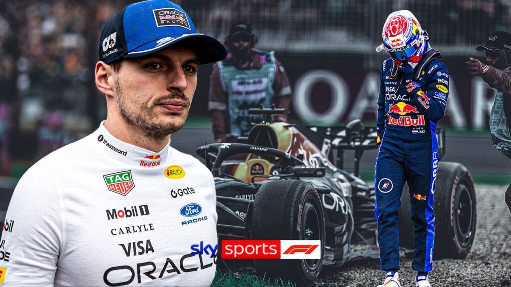 Max Verstappen looking deeply frustrated while sitting inside his Formula 1 car