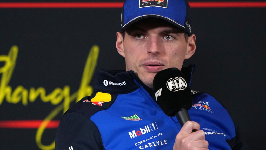 Red Bull driver Max Verstappen speaking at a Formula 1 press conference