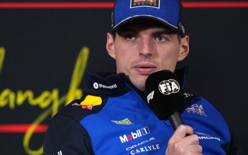 Red Bull driver Max Verstappen speaking at a Formula 1 press conference