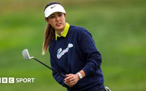 Michelle Wie West preparing to swing a golf club during an LPGA Tour tournament