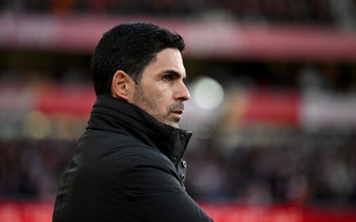 Mikel Arteta reacting enthusiastically on the touchline during an Arsenal match