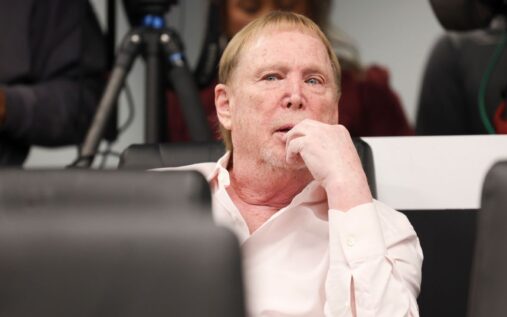 Las Vegas Raiders owner Mark Davis looking on from the sidelines during an NFL game