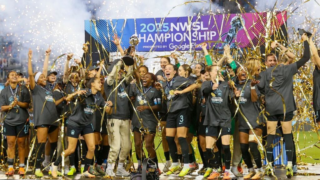 Kansas City Current players celebrating on the pitch during an NWSL match