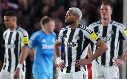 Eddie Howe looking concerned on the touchline during a Newcastle United match