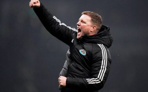 Newcastle United manager Eddie Howe gesturing on the touchline during a match