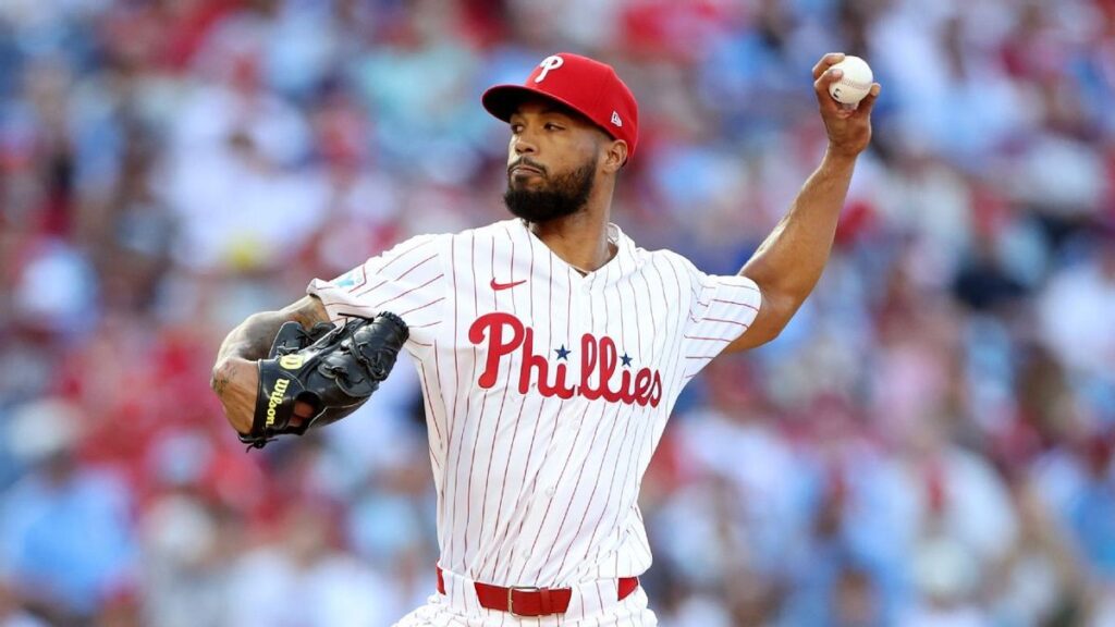Cristopher Sanchez pitching for the Philadelphia Phillies