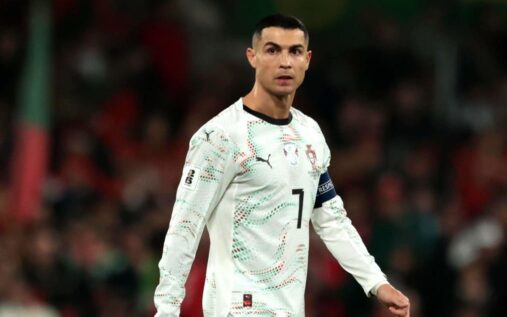 Cristiano Ronaldo looking dejected in a Portugal shirt during an international match