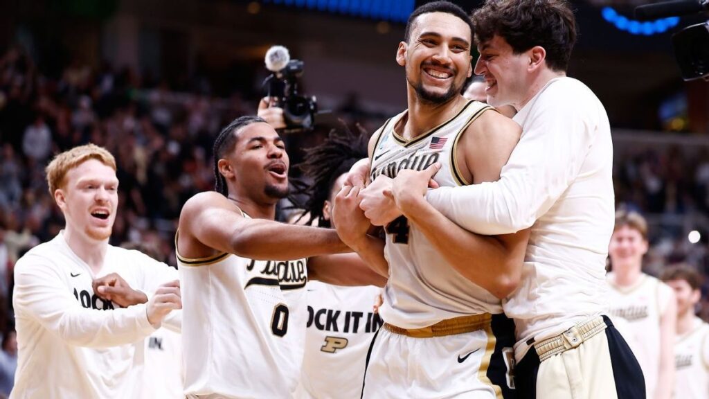 Trey Kaufman-Renn of Purdue tips in the game-winning basket against Texas in the NCAA tournament