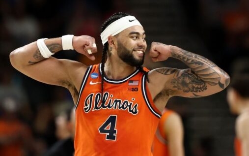 Purdue and Texas basketball players competing on court during the NCAA Tournament