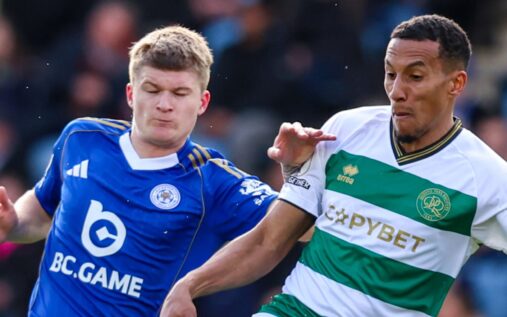 Harvey Vale celebrating a goal for Queens Park Rangers against Leicester City