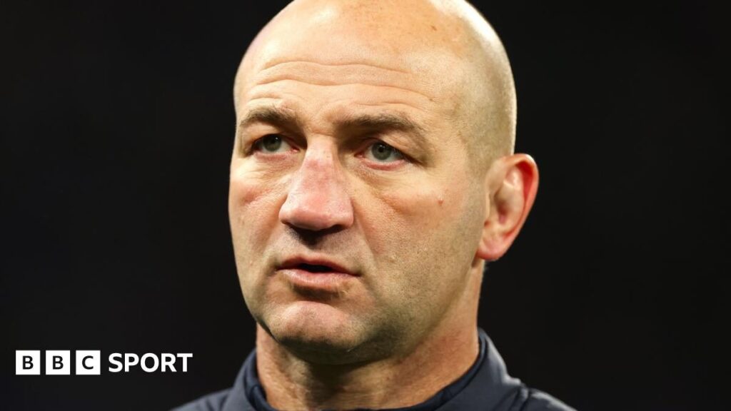 England rugby head coach Steve Borthwick looking thoughtful on the touchline