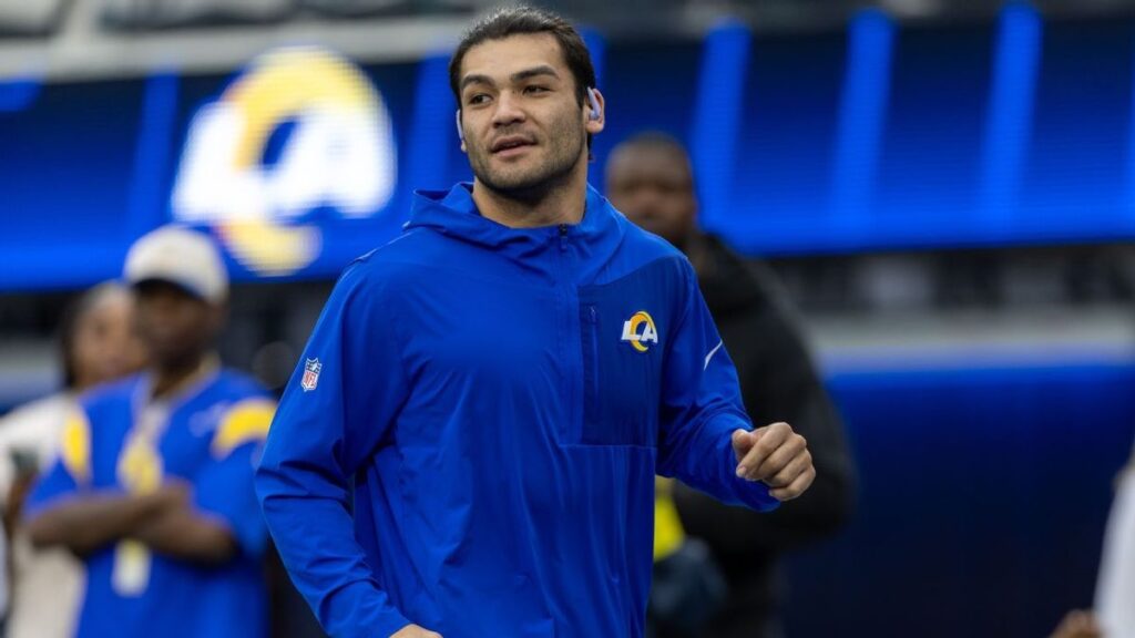 Los Angeles Rams wide receiver Puka Nacua looking on during an NFL game