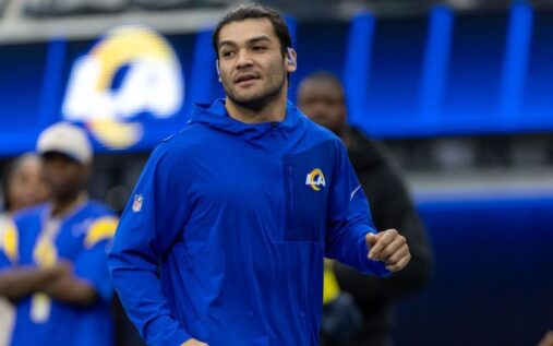 Los Angeles Rams wide receiver Puka Nacua looking on during an NFL game