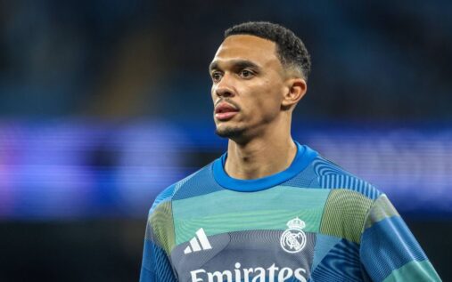 Trent Alexander-Arnold warming up during a Real Madrid training session