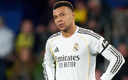 Real Madrid striker Kylian Mbappe looking focused during a match