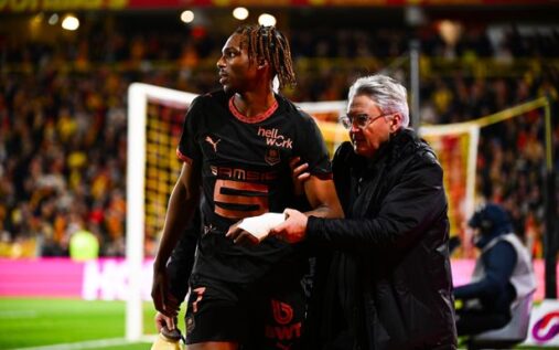 Jeremy Jacquet playing for Stade Rennais in a Ligue 1 match
