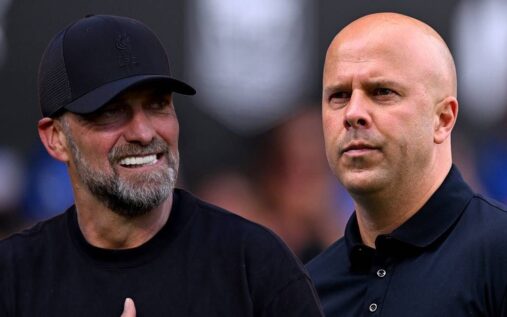 Liverpool manager Arne Slot looking thoughtful on the touchline during a Premier League match