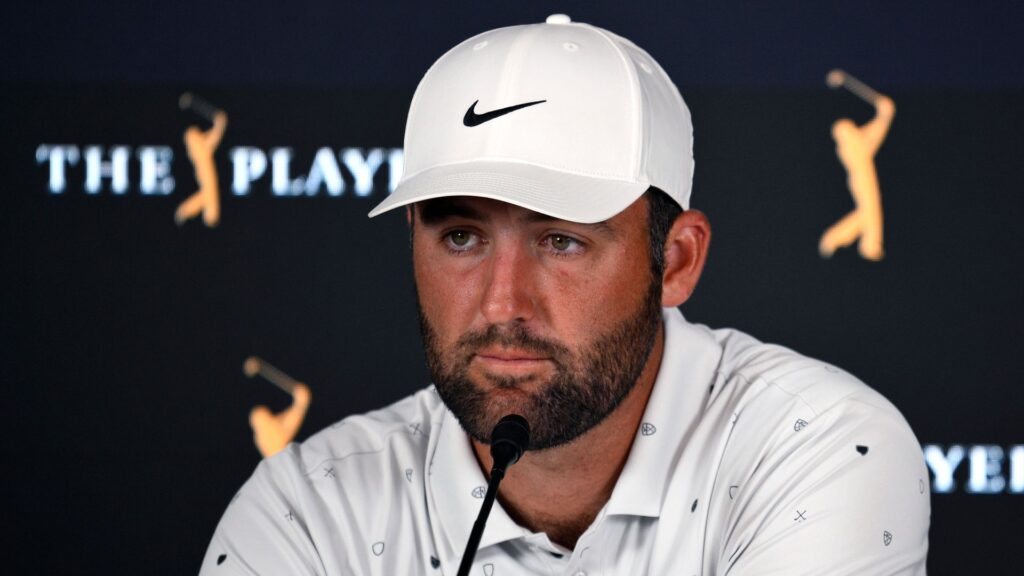 Scottie Scheffler playing a golf shot on the PGA Tour ahead of The Players Championship at TPC Sawgrass