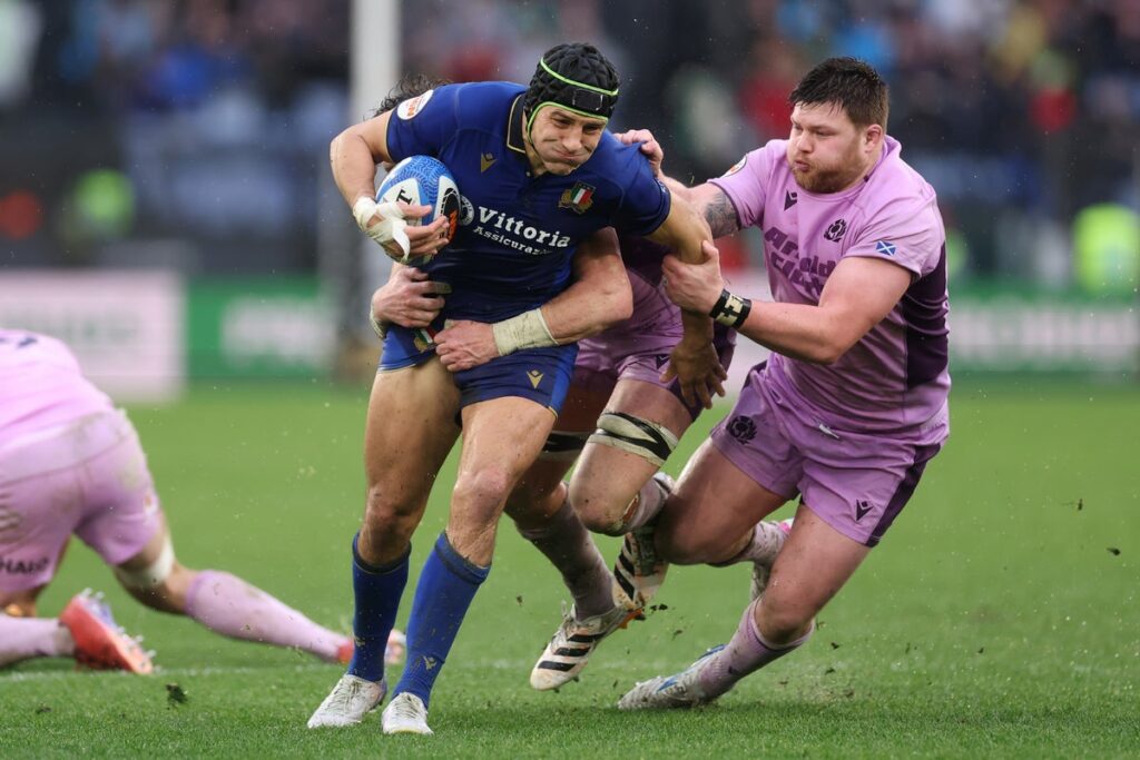Italy centre Juan Ignacio Brex running with the ball during a Six Nations match