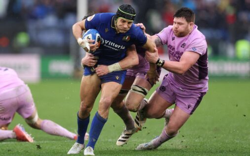 Italy centre Juan Ignacio Brex running with the ball during a Six Nations match