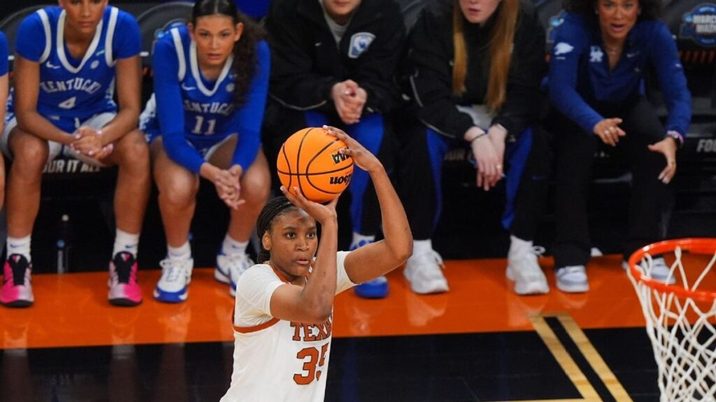 Olivia Miles of TCU dribbling the basketball during the NCAA Tournament Sweet 16