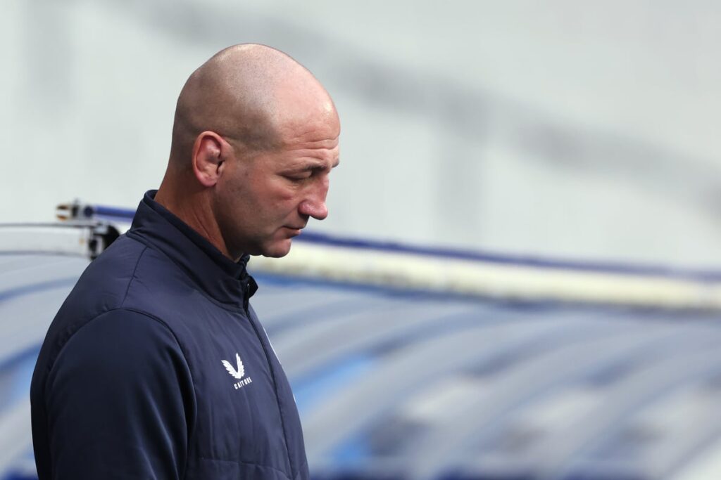 England head coach Steve Borthwick looking concerned on the touchline during a Six Nations rugby match
