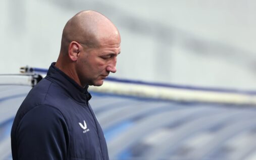England head coach Steve Borthwick looking concerned on the touchline during a Six Nations rugby match