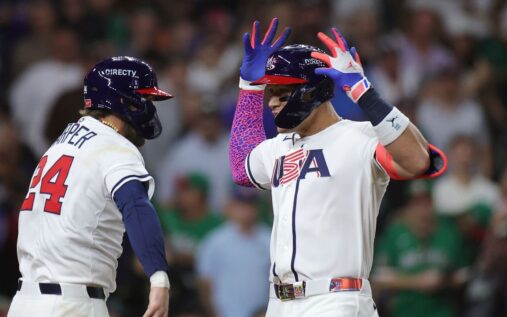 Team USA pitcher Paul Skenes throwing a pitch during the World Baseball Classic semi-final